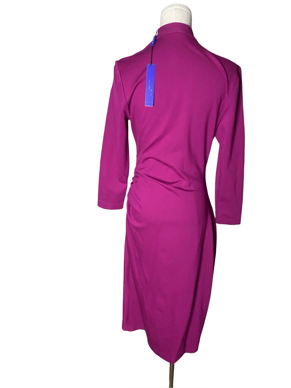 NWT Elie Tahari Ruched Wrap Dress Boysenberry Magenta Size 8 - Picture 5 of 10